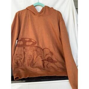 Blind Rooster Mushroom Hoodie Burnt Orange Med Cottagecore Nature Graphic Fleece